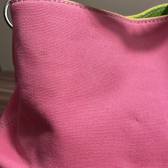 Tommy Hilfiger Swinger Satchel pink and yellow green purse PERFECT FOR SPRING! - Picture 15 of 16